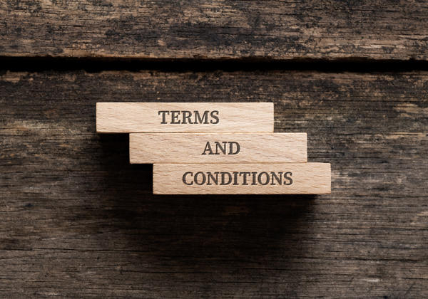 Blocks with terms and conditions.